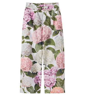 Floral cotton poplin wide-leg pants | Dolce&Gabbana Kids