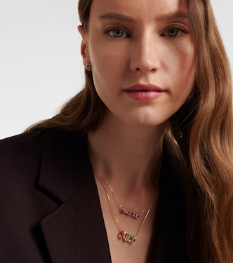 Frenesia Bar 14kt gold necklace with rhodolite and diamonds | Suzanne Kalan