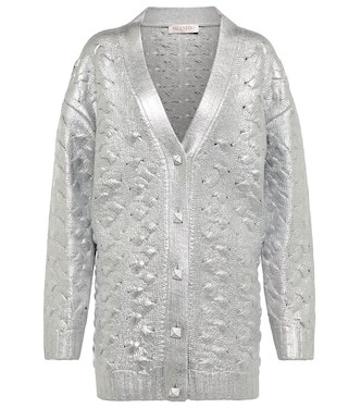 Coated cable-knit wool cardigan | Valentino