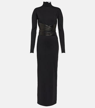 Maxikleid aus Jersey mit Leder | Alaïa