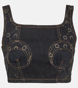 Top cropped di jeans con stampa | Marine Serre