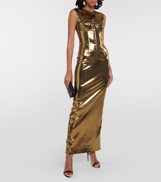 Abito lungo in raso laminato | Dolce&Gabbana