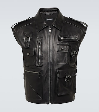 Pocket-detail sleeveless leather jacket | Dolce&Gabbana