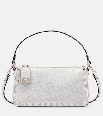 Schultertasche Rockstud Small aus Metallic-Leder | Valentino Garavani