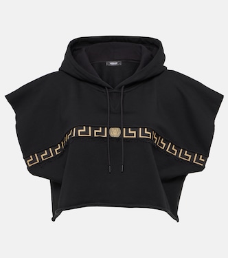 Cropped-Hoodie Greca Border aus Baumwoll-Jersey | Versace