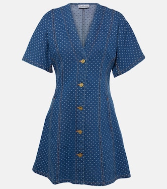Polka-dot denim minidress | Ganni
