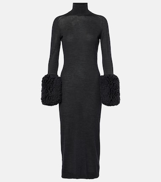 Midikleid aus Schurwolle mit Faux Shearling | Alaïa