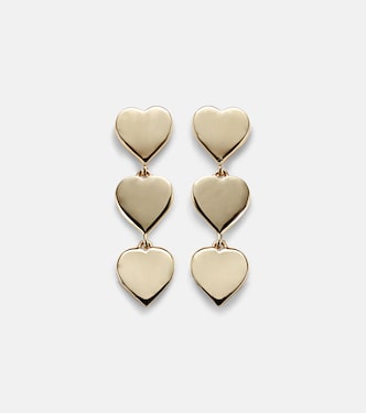 Boucles d'oreilles Pure Three Heart Linear en or 14 ct | Sydney Evan