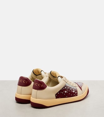 Screener embellished canvas and leather sneakers | Gucci