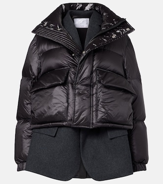 Layered wool down jacket | Sacai