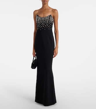 Vestido bustier de fiesta Lynette de crepé adornado | Rebecca Vallance