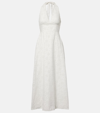 Salma embroidered halterneck cotton midi dress | Posse