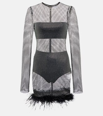 Feather-trimmed embellished minidress | Giuseppe di Morabito