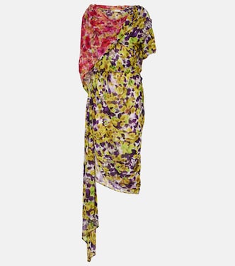 Floral gathered midi dress | Dries Van Noten