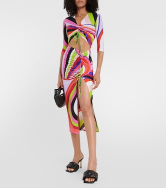 Iride gathered jersey midi skirt | Pucci