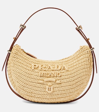 Borsa a spalla Prada Arqué effetto rafia | Prada