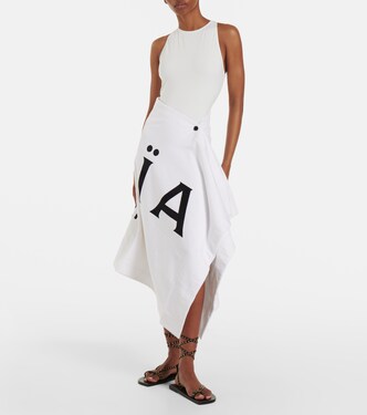 Falda midi de algodón con logo | Alaïa