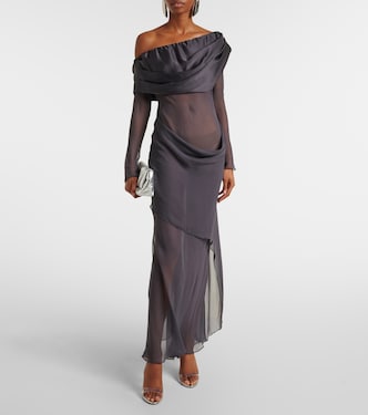 Asymmetric sheer silk maxi dress | Christopher Esber