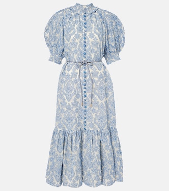 Wylie Lantern printed cotton midi dress | Zimmermann