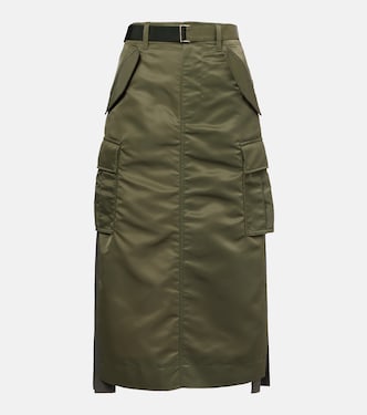 Falda midi de sarga de nylon  | Sacai
