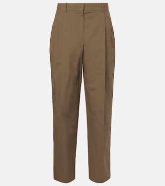 Weite High-Rise-Hose Lilas aus Baumwollpopeline | The Row