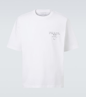 Logo oversized cotton jersey T-shirt  | Prada