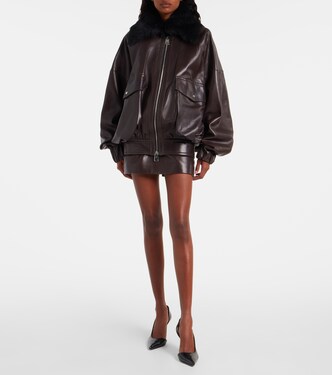 Daemon oversized leather blouson jacket | Khaite