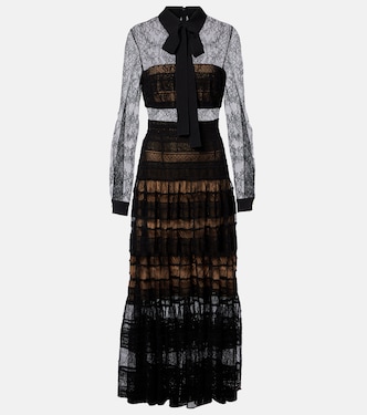 Lace and macramé midi dress | Elie Saab