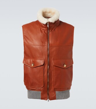Padded leather vest | Brunello Cucinelli