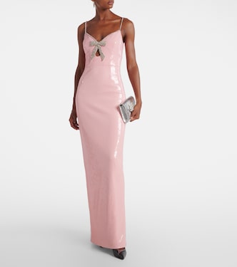 Lena bow-detail sequined gown | Rebecca Vallance