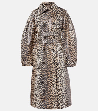 Leopard-print cotton canvas trench coat | Ganni