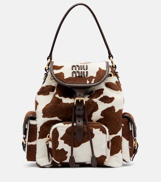 Cow-print calf hair backpack | Miu Miu