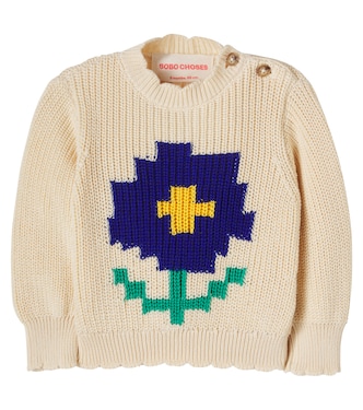 Baby Pixel Daisy cotton sweater | Bobo Choses