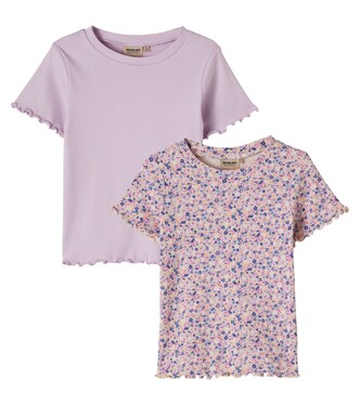 Alicia set of 2 ribbed-knit cotton T-shirts | Wheat