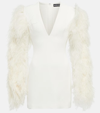 Feather-trimmed cady minidress | David Koma