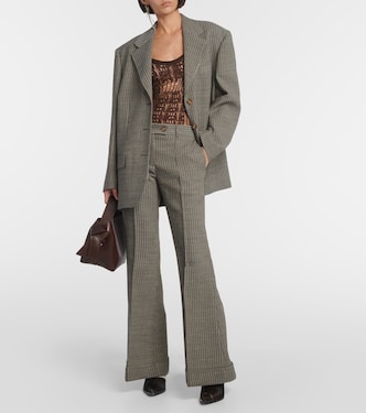 Pantaloni flared gessati in misto lana | Acne Studios