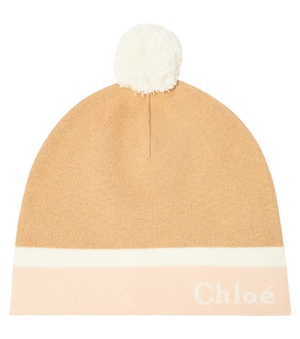 Berretto in cotone e lana con logo | Chloé Kids