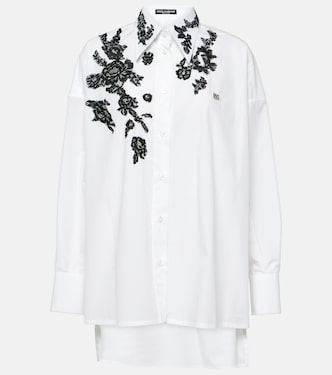 Hemd aus Baumwollpopeline mit Spitze | Dolce&Gabbana