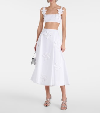 Jupe midi en coton à fleurs | Valentino