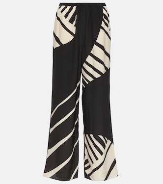 Printed mid-rise silk wide-leg pants | SIR