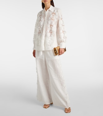 Pantaloni a gamba larga Halliday in lino con pizzo | Zimmermann