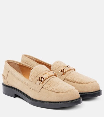 Shearling-trimmed suede loafers | Tod's