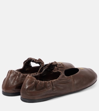 Logo leather ballet flats | Miu Miu