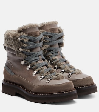 Bottines en cuir et shearling  | Brunello Cucinelli