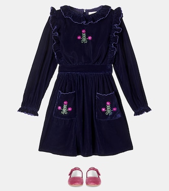 Robe Abril brodée en velours | The New Society