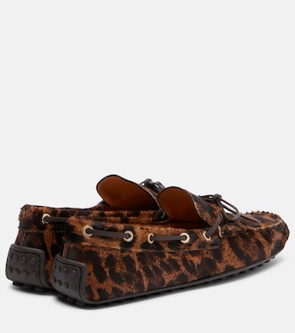 Gomma leopard-print calf hair boat shoes | Tod's