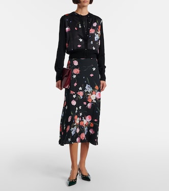 Floral crêpe midi skirt | Erdem