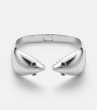 Requin 9kt white gold bangle with diamonds | Yvonne Léon