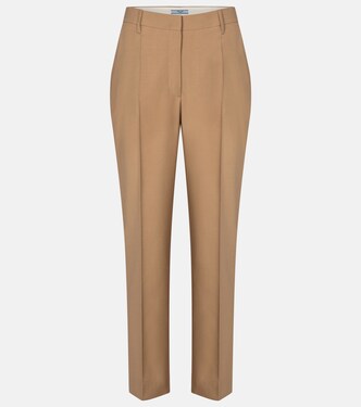 High-rise virgin wool slim pants | Prada