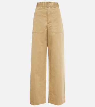 Pantalon ample à taille haute en coton et lin | Lemaire